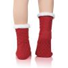 imageZando Comfy Socks Fleece Socks Winter Socks Womens Grip Socks Women Cozy Gifts for Women Gifts for Elderly WomenO Red