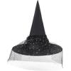 imageZando Kids Witch Hat for Women Lace Girls Halloween Witches Hat for Decoration Witch Costume for Halloween Cosplay PartyLace Black Starlight