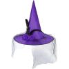 imageZando Kids Witch Hat for Women Lace Girls Halloween Witches Hat for Decoration Witch Costume for Halloween Cosplay PartyRose Purple