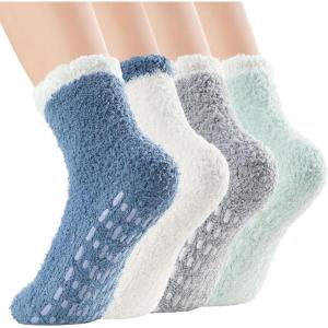 imageZando Comfy Socks Fleece Socks Winter Socks Womens Grip Socks Women Cozy Gifts for Women Gifts for Elderly WomenE 4Candy Blue
