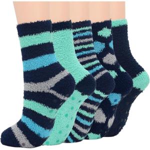 imageZando Comfy Socks Fleece Socks Winter Socks Womens Grip Socks Women Cozy Gifts for Women Gifts for Elderly WomenE 5Green Dot
