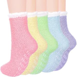 imageZando Comfy Socks Fleece Socks Winter Socks Womens Grip Socks Women Cozy Gifts for Women Gifts for Elderly WomenE 5Sweet Candy