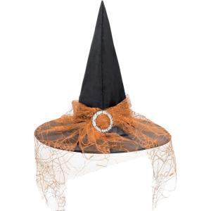 imageZando Kids Witch Hat for Women Lace Girls Halloween Witches Hat for Decoration Witch Costume for Halloween Cosplay PartyLace Orange