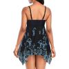 imageZando Flowy Swimdress Womens One Piece Swimsuit Tummy Control Bathing Suit with Tank TopBlack Blue Flower