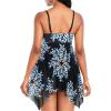 imageZando Flowy Swimdress Womens One Piece Swimsuit Tummy Control Bathing Suit with Tank TopBlack Blue Leaf