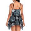 imageZando Flowy Swimdress Womens One Piece Swimsuit Tummy Control Bathing Suit with Tank TopBlack Ethnic Printed