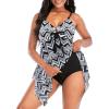 imageZando Flowy Swimdress Womens One Piece Swimsuit Tummy Control Bathing Suit with Tank TopBlack White Geometry