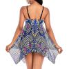 imageZando Flowy Swimdress Womens One Piece Swimsuit Tummy Control Bathing Suit with Tank TopBlue Geometry