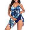 imageZando Flowy Swimdress Womens One Piece Swimsuit Tummy Control Bathing Suit with Tank TopBlue White Star