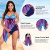 imageZando Flowy Swimdress Womens One Piece Swimsuit Tummy Control Bathing Suit with Tank TopBlue Yellow Geometry
