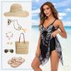 imageZando Flowy Swimdress Womens One Piece Swimsuit Tummy Control Bathing Suit with Tank TopBlue Yellow Geometry