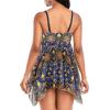 imageZando Flowy Swimdress Womens One Piece Swimsuit Tummy Control Bathing Suit with Tank TopBlue Yellow Geometry