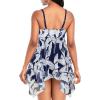 imageZando Flowy Swimdress Womens One Piece Swimsuit Tummy Control Bathing Suit with Tank TopNavy White Leaf