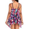 imageZando Flowy Swimdress Womens One Piece Swimsuit Tummy Control Bathing Suit with Tank TopPink Colorful Leaves