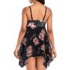 imageZando Flowy Swimdress Womens One Piece Swimsuit Tummy Control Bathing Suit with Tank TopPink Flower