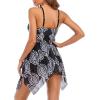 imageZando Flowy Swimdress Womens One Piece Swimsuit Tummy Control Bathing Suit with Tank TopPrinted Black
