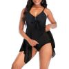 imageZando Flowy Swimdress Womens One Piece Swimsuit Tummy Control Bathing Suit with Tank TopPure Black