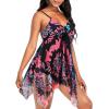 imageZando Flowy Swimdress Womens One Piece Swimsuit Tummy Control Bathing Suit with Tank TopRed Blue Tie Dye