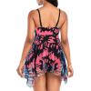 imageZando Flowy Swimdress Womens One Piece Swimsuit Tummy Control Bathing Suit with Tank TopRed Blue Tie Dye