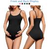imageZando Maternity Swimsuit for Women Black One Piece Bathing Suit Button Neck Pregnancy Swimwear Womens Bating Suits Stretch Pleats Swimsuits Adjustable Shoulder Straps Maternity Swim Suit L