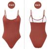 imageZando One Piece Swimsuit Women Sexy Ribbed Swim Suits for Women 2025 Bathing Suit Open Back Swimsuits Slimming Women SwimwearBrick Red