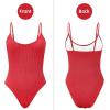 imageZando One Piece Swimsuit Women Sexy Ribbed Swim Suits for Women 2025 Bathing Suit Open Back Swimsuits Slimming Women SwimwearRed
