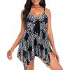 imageZando Flowy Swimdress Womens One Piece Swimsuit Tummy Control Bathing Suit with Tank TopPrinted Black