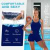 imageZando One Piece Swimsuit Women Boyleg Swimsuits for Women One Piece Tummy Control Bathing Suit Sporty Boyshorts SwimwearGeometric Blocks