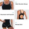 imageZando One Piece Swimsuit Women Boyleg Swimsuits for Women One Piece Tummy Control Bathing Suit Sporty Boyshorts SwimwearTie Dyed Stitching