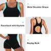 imageZando One Piece Swimsuit Women Boyleg Swimsuits for Women One Piece Tummy Control Bathing Suit Sporty Boyshorts SwimwearTurquoise