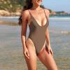 imageZando Swim Suits for Women 2025 Cheeky One Piece Swimsuits for Women One Piece Swimsuit Women Thong Bathing SuitE Brown
