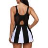 imageZando Swim Suits for Women 2025 One Piece Swimsuit Tummy Control Swim Dress Womens Swimsuits Swim Dress Bathing SuitsA Black White1pc