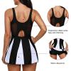 imageZando Swim Suits for Women 2025 One Piece Swimsuit Tummy Control Swim Dress Womens Swimsuits Swim Dress Bathing SuitsA Black White1pc