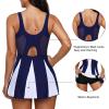 imageZando Swim Suits for Women 2025 One Piece Swimsuit Tummy Control Swim Dress Womens Swimsuits Swim Dress Bathing SuitsA Navy White1pc