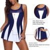 imageZando Swim Suits for Women 2025 One Piece Swimsuit Tummy Control Swim Dress Womens Swimsuits Swim Dress Bathing SuitsA Navy White1pc
