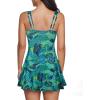 imageZando Swim Suits for Women 2025 One Piece Swimsuit Tummy Control Swim Dress Womens Swimsuits Swim Dress Bathing SuitsGreen Leaf Printed