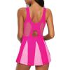 imageZando Swim Suits for Women 2025 One Piece Swimsuit Tummy Control Swim Dress Womens Swimsuits Swim Dress Bathing SuitsPink Splice