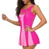imageZando Swim Suits for Women 2025 One Piece Swimsuit Tummy Control Swim Dress Womens Swimsuits Swim Dress Bathing SuitsPink Splice