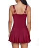 imageZando Swim Suits for Women 2025 One Piece Swimsuit Tummy Control Swim Dress Womens Swimsuits Swim Dress Bathing SuitsRed Wine