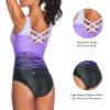 imageZando Womens Bathing Suits One Piece Swimsuits Athletic Training Swimsuit Tummy Control Slimming Swimwear for WomenPurple Gradient
