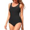 imageZando Womens Bathing Suits One Piece Swimsuits Athletic Training Swimsuit Tummy Control Slimming Swimwear for WomenBlack