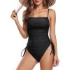 imageZando One Piece Swimsuit Women Bathing Suits Tummy Control Cheeky Tie Side High Cut One Piece Swimsuits SwimwearBlack
