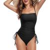 imageZando One Piece Swimsuit Women Bathing Suits Tummy Control Cheeky Tie Side High Cut One Piece Swimsuits SwimwearBlack