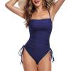 imageZando One Piece Swimsuit Women Bathing Suits Tummy Control Cheeky Tie Side High Cut One Piece Swimsuits SwimwearBlue