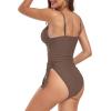 imageZando One Piece Swimsuit Women Bathing Suits Tummy Control Cheeky Tie Side High Cut One Piece Swimsuits SwimwearBrown