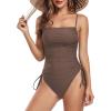 imageZando One Piece Swimsuit Women Bathing Suits Tummy Control Cheeky Tie Side High Cut One Piece Swimsuits SwimwearBrown