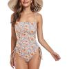 imageZando One Piece Swimsuit Women Bathing Suits Tummy Control Cheeky Tie Side High Cut One Piece Swimsuits SwimwearOrange Print