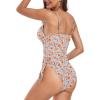 imageZando One Piece Swimsuit Women Bathing Suits Tummy Control Cheeky Tie Side High Cut One Piece Swimsuits SwimwearOrange Print