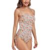 imageZando One Piece Swimsuit Women Bathing Suits Tummy Control Cheeky Tie Side High Cut One Piece Swimsuits SwimwearOrange Print