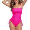 imageZando One Piece Swimsuit Women Bathing Suits Tummy Control Cheeky Tie Side High Cut One Piece Swimsuits SwimwearPink